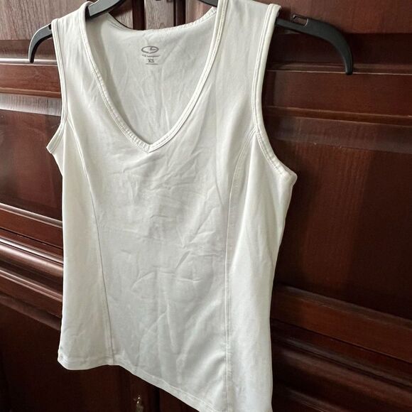 Champion White V-Neck Performance Athletic Athleisure Stretch Sporty Tank XS - Picture 3 of 4